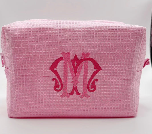 Large Waffle Weave Cosmetic Bag